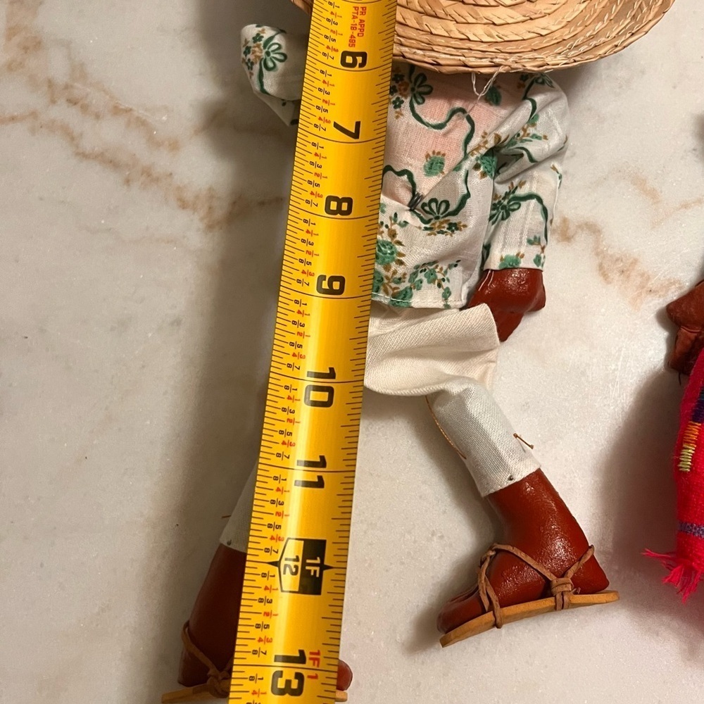Vintage Mexican Handmade Marionette Folk Art Dolls Lot of 2 Hand Painted Puppets - Picture 8 of 12